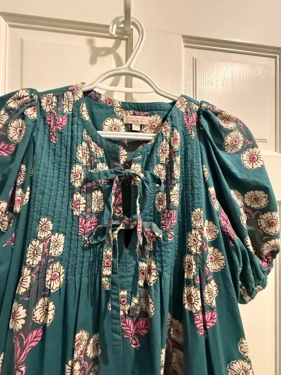 Pink Chicken Indira Pintucked Floral Dress in Evergreen Buttercup Floral - Picture 3 of 10